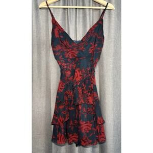 Selfie Leslie Kerry Layered ruffle Red Short Floral Dress Xsmall